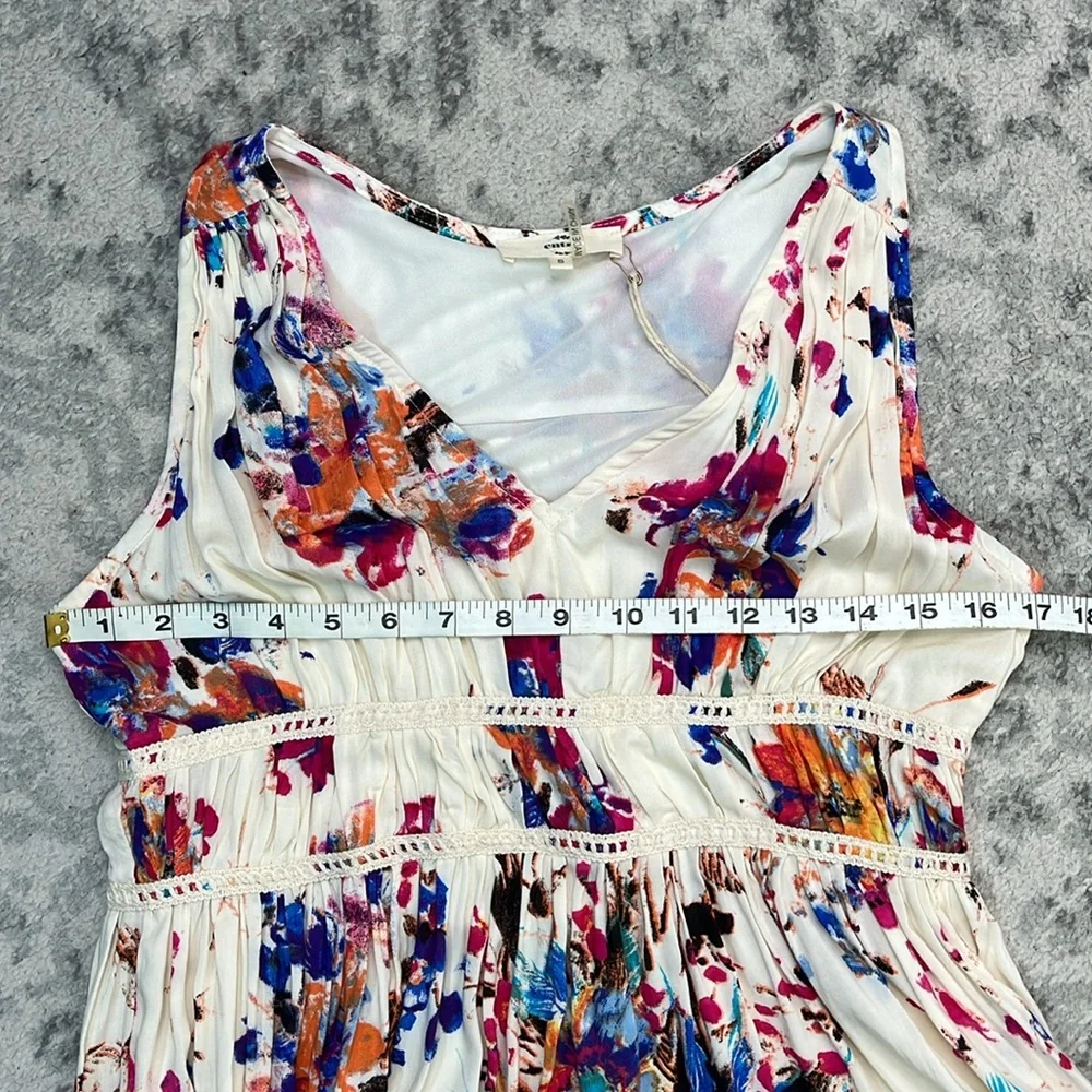 ENTRO FIT AND FLARE FLOWY RAYON DRESS COLORFUL WITH CREAM LINED SZ SM NWT - Picture 11 of 16